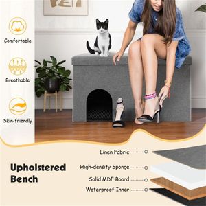 Gray Cat Litter Box Enclosure with Urine Proof Litter Mat Entrance Shoe Stool & Accessory - Product Image 6
