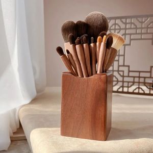 wooden pen organizer wooden writing cup wooden desktop cup wood stationery cup handcrafted wood storage <b>rustic</b> wood accessory ca - Product Image 1