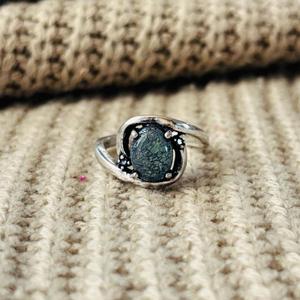 Boho Moss Agate Solitaire Brass <b>Ring</b> Silver Plated Womens <b>Statement</b> Bypass Wholesale <b>Ring</b> - Product Image 1