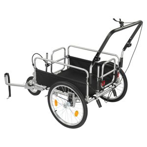Rimorchio per Bicicletta in Acciaio Nero con Capacità di 100kg, 130*80*107cm, con Corrimano e Struttura in Acciaio Q235 - Product Image 2
