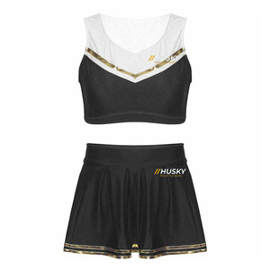 Ensembles d'uniformes de cheerleading personnalisés pour filles et adultes, avec logo frontal imprimé par transfert thermique, pour équipes et compétitions, couleurs variées, hauts et shorts 100% coton - Product Image 3