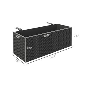 Set di 2 Vasi da Fiori da 20 Pollici per Ringhiere, Effetto Rattan Nero, Cesti Sospesi con Fori di Drenaggio e Ganci per Recinzioni - Product Image 3