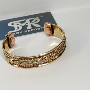 Luxury Metal Craft Magnetic Copper Cuff <b>Bangle</b> Multi Layer Braided Chain Two Tone Adjustable Open Bracelet Metal Crafts - Product Image 5