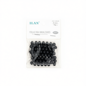 Perles artisanales Ilan 8mm noires 15g pour travaux manuels - Product Image 1