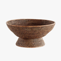 Cesta de Frutas em Rattan Artesanal com Pedestal, Fruteira Elevada Decorativa, Fornecedor do Vietnã, OEM ODM