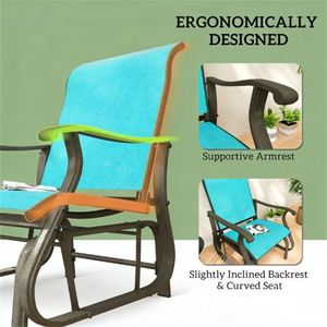 Sedia a dondolo blu da esterno per terrazza e giardino, poltrona per patio - Product Image 4