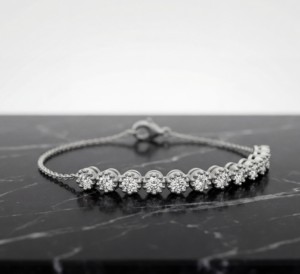 Bracelet chaîne classique en argent 925 avec diamant rond de laboratoire certifié, bijou de luxe étincelant pour femme, cadeau, fête, mariage - Product Image 3