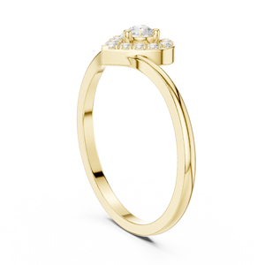 Anillo de Compromiso de Oro Amarillo con Halo de Corazón y Diamante Cultivado en Laboratorio para Mujer, con Piedra Central Redonda y Diseño de Corazón Pavé, Regalo - Product Image 2