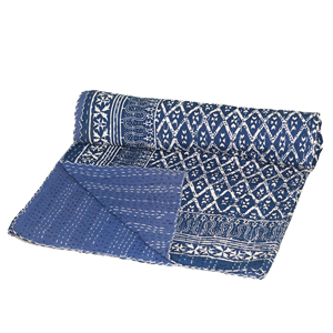 Organic Indigo Floral Cotton <b>Quilt</b> Hand-Stitched Washable Modern Bed Cover Decorative <b>Throw</b> Blanket for Home Hotel Customizable - Product Image 1