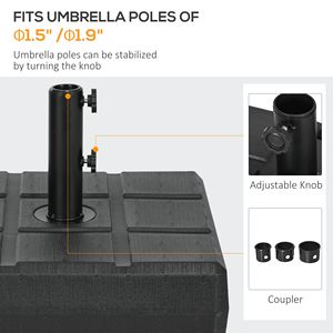 Base per Ombrellone Nera Riempibile per Ombrelloni da Patio e Giardino da 1.5'' e 1.9'' per Cortile - Realizzata in Poliestere Resistente - Product Image 4