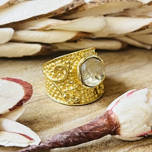 Latest Design Quartz <b>Rings</b> Boho Floral Brass <b>Rings</b> For Women 18k <b>Gold</b> Plated Hammered <b>Cocktail</b> Band <b>Ring</b> For Wholesale/OEM/ODM - Product Image 5