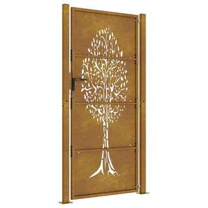 Puerta de Jardín de 39.4x68.9 Pulgadas con Diseño de Árbol, Rejilla y Puertas de Acero Corten - Product Image 5