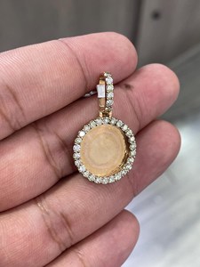 Pendentif Rond Personnalisé Plaqué Or 14K en Alliage avec Diamants Moissanite VVS, Breloque Unisexe Classique, Cadeau Bijoux Hip Hop - Product Image 2