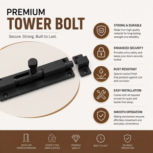 Premium 12mm Polished Stainless Steel Temple <b>Tower</b> <b>Bolt</b> Heavy Duty Sliding Door Latch Rust Resistant Security Hardware for Doors - Product Image 5