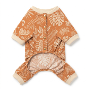 Tropical <b>Print</b> Dog Coat Orange Leaf Pattern Summer Wear Comfortable Pet <b>Clothes</b> for Dogs - Product Image 2