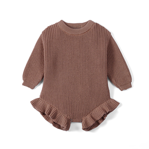 Nouvelle Combinaison Bébé Fille Tricotée Hiver Couleur Unie Adorable 100% Coton à Volants ODM & OEM Vietnam - Product Image 5