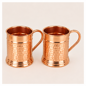 Lot de mugs Moscow Mule en cuivre pur, design martelé artisanal, verres à bière pour bars et restaurants, logo personnalisable - Product Image 1