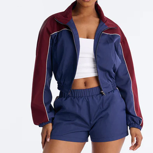 Conjunto de Dos Piezas para Mujer, Chaqueta Cortavientos y Pantalones Cortos, Corte Holgado, Proveedor Directo de Fábrica - Product Image 3