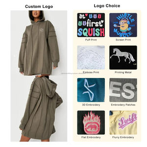 Sudadera con capucha de gran tamaño cosida personalizada para mujer, Sudadera larga de invierno, técnica de tinte de corbata con bordado frontal 3D, ácido de talla grande - Product Image 5