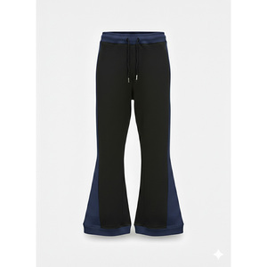 Unisex Wide Leg <b>Flared</b> <b>Sweatpants</b> Drawstring Elastic Waistband Contrast Trim Casual Track Pants Streetwear Bulk <b>Wholesale</b> - Product Image 4