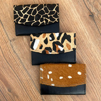 Dompet wanita kulit sapi, kapasitas besar Organizer Multi kartu tas tangan kecil wanita cetak hewan dompet perjalanan