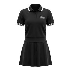 Vestido Deportivo para Mujer, Tejido Sólido, Manga Corta, Cuello en V, Falda Plisada, Cintura Elástica, OEM ODM - Product Image 3