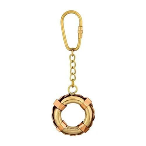Porte-clés vintage en laiton en forme de bouée de sauvetage, accessoire de collection nautique et maritime, cadeau - Product Image 2