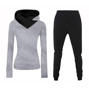 Women's Casual Hooded Tracksuit Set Solid Color Cotton <b>Spandex</b> Full Sleeve Drawstring <b>Pants</b> Breathable Regular Fit Autumn Wear - Product Image 6