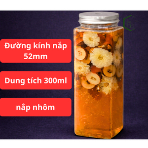 ขวดพลาสติก PET ทรงเหลี่ยม ขนาด 300 มล. พร้อมฝาเกลียวอะลูมิเนียมขนาด 52 มม. สำหรับบรรจุภัณฑ์เครื่องดื่ม น้ำผลไม้ ชา กาแฟ อาหาร แบบ OEM จากเวียดนาม - Product Image 5