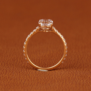 Bague de fiançailles en diamant de laboratoire taille radiant 2 carats, or 14K 18K, halo caché, solitaire, pour femme - Product Image 4