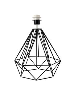 Modern Geometric Metal Table <b>Lamp</b> with White Fabric Shade <b>Black</b> Wireframe <b>Bedside</b> Desk <b>Lamp</b> Contemporary Home Decor Accent Light - Product Image 5