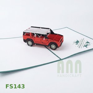 การ์ดอวยพรรถยนต์ 3 มิติ แบบป๊อปอัพ รุ่น FS143 สีแดง ดีไซน์รถยนต์ ทำมือ ของขวัญงานฝีมือคริสต์มาส - Product Image 5
