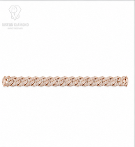 Premium iced out Cuban link bracelet solid 18K rose <b>gold</b> <b>set</b> lab grown diamonds bold design secure box clasp timeless - Product Image 1