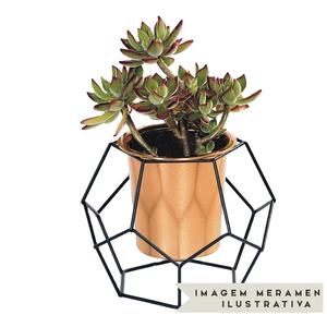 Pot de fleurs élégant en finition cuivre avec support en métal noir robuste pour la décoration de la maison, le hall d'hôtel, le bureau et l'utilisation en café - Product Image 1