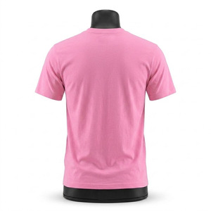 T-shirt en coton rose pour homme, coupe classique, col rond, manches courtes, couleur unie, décontracté, jersey, culture, adulte, été, personnalisé, pur coton - Product Image 4