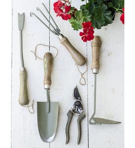 Ensemble d'outils de jardinage professionnels avec manche en bois, truelle, cultivateur et ciseaux de taille pour le jardinage à domicile - Product Image 1