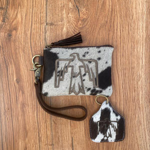 ชุดคอมโบพวงกุญแจหนังวัวแกะแบบตะวันตกพร้อมสายคล้องข้อมือกระเป๋ามีพู่ห้อยหนังวัวแกะสลักด้วยเลเซอร์ - Product Image 4