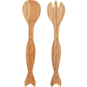 Wholesale Handcrafted Wood Salad Server Set Eco-Friendly Set Of 2 Long Handle Salad <b>Spoon</b> & Fork For Mixing Tossing And <b>Serving</b> - Product Image 3