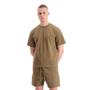 Ensemble décontracté 2 pièces homme en coton couleur unie, short et t-shirt, personnalisable, couleurs imprimées, respirant, séchage rapide, le plus vendu OEM - Product Image 1