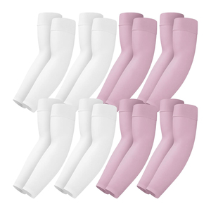 Nouvelles manches de protection solaire tendance de couleur unie UPF50+ longues pour femmes – Blanc, Rose, Beige, Vert menthe - Product Image 3