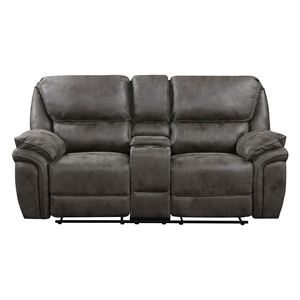 Design moderno 1 pezzo rivestimento in microfibra grigia struttura in legno massiccio reclinabile Loveseat mobili da soggiorno in peluche - Product Image 2