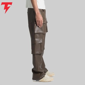 <b>Men</b> Genuine <b>Leather</b> High Button Fly Waterproof Breathable Modern Fit Casual <b>Leather</b> <b>Pants</b> Comfortable Durable Stylish Fashion - Product Image 5