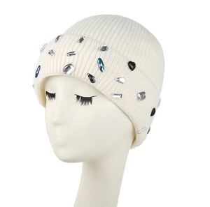 Wholesale Crystal Rhinestone Beanie <b>Cap</b> for Women Sparkly Knit <b>Winter</b> Fashion Glitter Bling Beanie Wholesale Supplier Low Moq - Product Image 3