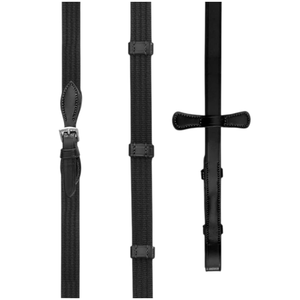 ADIBA OVERSEAS, rênes d'équitation anglaises en cuir noir et caoutchouc, antidérapantes, avec quincaillerie métallique pour le dressage, le saut d'obstacles et l'entraînement - Product Image 4