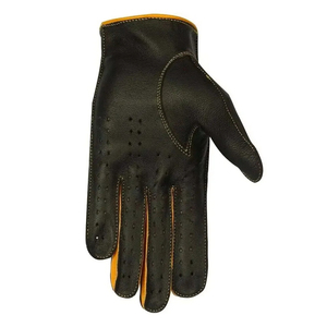 Blue Leather <b>Driving</b> <b>Gloves</b> Full Finger Breathable Perforated Adjustable Wrist Strap Unisex All Season - Product Image 4