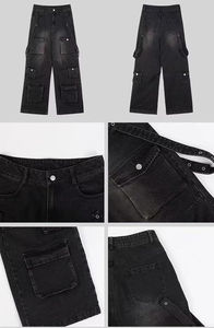 Pantalon cargo baggy tendance de haute qualité pour homme et femme, effet délavé soleil, streetwear décontracté, pantalon baggy unisexe - Product Image 3