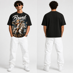Camiseta de manga corta para hombre con estampado de Cupido montando a caballo, cuello redondo, estilo casual, corte regular - Product Image 3