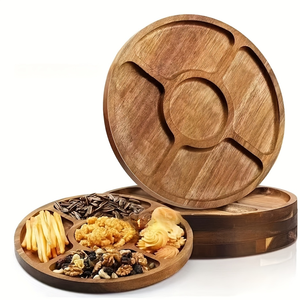Plateau de service rectangulaire en bois pour fruits secs et en-cas, plateau décoratif hexagonal pour bonbons, en-cas et fruits secs/boîte - Product Image 5