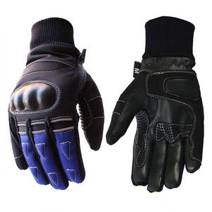 Gants de course à doigts entiers WARPRO INDUSTRY SS-RG-41, noir et bleu, en cuir, imprimé numérique, antidérapants, unisexes, fermeture à enfiler - Product Image 5