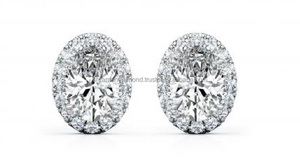 Boucles d'oreilles clous halo en argent sterling 925 avec diamant de laboratoire ovale couleur DEF, bijoux fantaisie personnalisés, cadeau d'anniversaire pour elle - Product Image 5